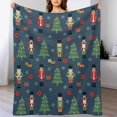thumbnail image 2 of Christmas Nutcracker Tree Snowflake Blanket Fleece Cozy Warm Xmas Winter Retro Lightweight Throw Blanket for Couch Sofa Bed for Adults Kids Boys Teens Gift 50"x60", 2 of 6