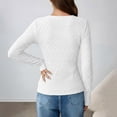 thumbnail image 5 of YYDGH Women's Long Sleeve T Shirts Crewneck Textured Fitted Basic Tee Tops Casual Solid Color Blouses White S, 5 of 8