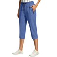 thumbnail image 3 of Women's Lounge Joggers Sweatpants Summer Running Athletic Camping Travel Golf Capri Pants with Pockets by Yigetop Blue L, 3 of 7