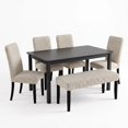 thumbnail image 3 of Home Design Guysaka 6-Piece Dining Set with Modern Rectangular Table, 4 Upholstered Corduroy Dining Chairs & Upholstered Bench, Light Beige, 3 of 18