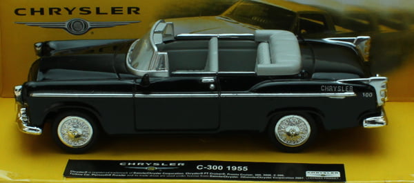 NewRay Diecast Chrysler 1955 C-300 Convertible in Black All American City 