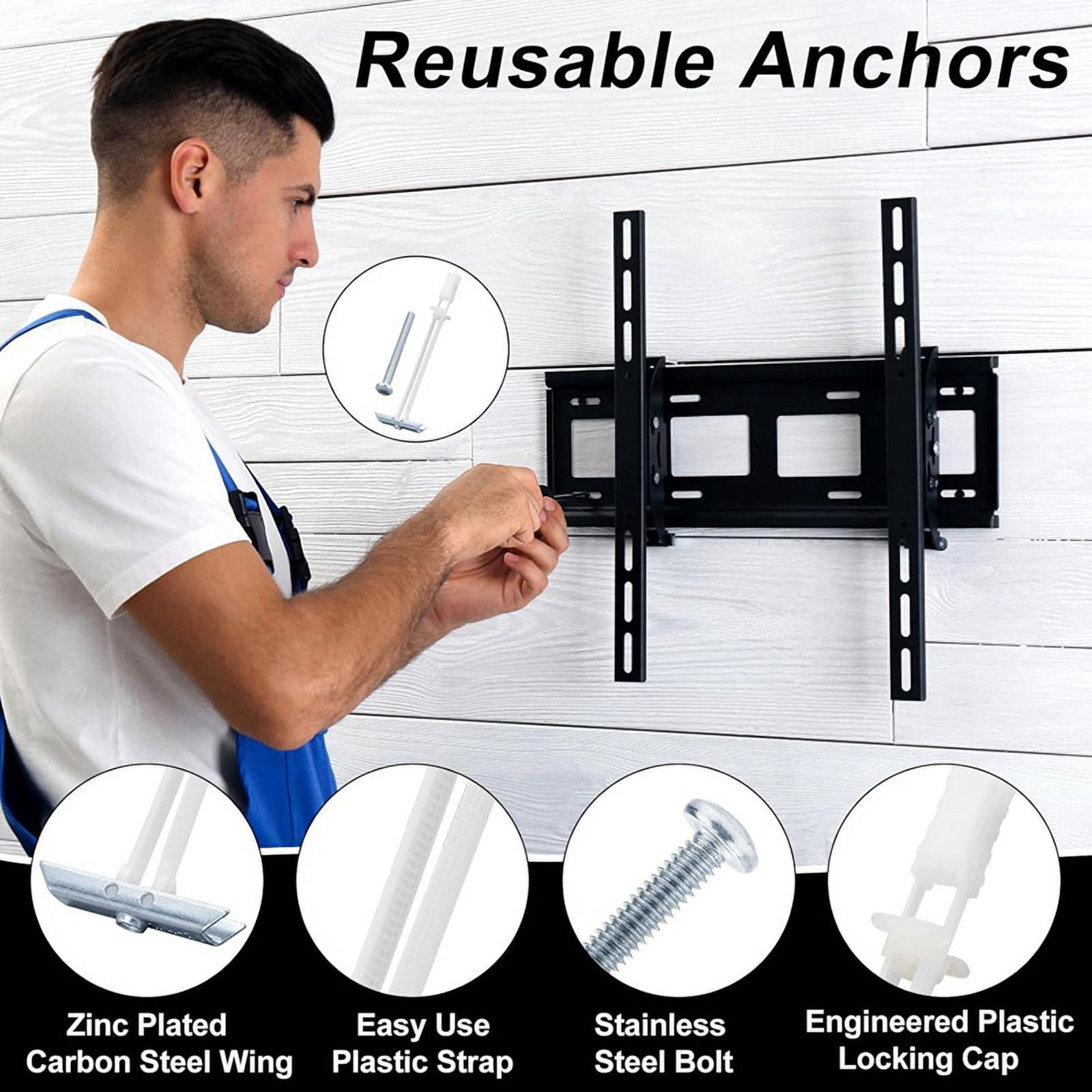 Drywall Anchor with Bolt for 1/4In-20In Fastener Sizes, Heavy Duty Hollow Drywall Anchor Kit for TV Mounting,42PCS