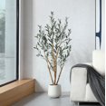 thumbnail image 2 of DR.Planzen Artificial Plants, 5ft Fake Olive Tree with Oval White Planter, Artificial Olive Plants with Realistic Leaves and Natural Trunk, Fake Plants for Home Decor, 2 of 5