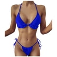 thumbnail image 2 of WREESH Women Two Piece Solid Color Sets Plus Size Beachwear Swimsuit Bikini, 2 of 9