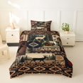 thumbnail image 2 of Castle Fairy Rustic Patchwork Western Wildlife Twin Duvet Cover,Aztec Plaid Cabin Pine Paw Print Twin Bedding,Brown Red Cream,Black Reversible,2pcs,No Comforter,1 Duvet Cover and 1 Pillowcase, 2 of 5