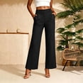 thumbnail image 2 of DYTTDG Women's Wide Leg Chino Pants | High Waisted Straight Leg Business Casual Trousers with Pockets, Office Wear, 2 of 7