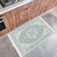 thumbnail image 6 of Ottomanson Machine Washable Cotton 2x3 Flatweave Area Rug for Entryway, 2' x 3', Greenish Blue Medallion, 6 of 9
