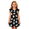 thumbnail image 4 of XEGLSBU Girls Dresses Halloween Flutter Sleeve Nightgown Summer Casual Cartoon Digital Print Dress Black Size 4-5 Years, 4 of 5
