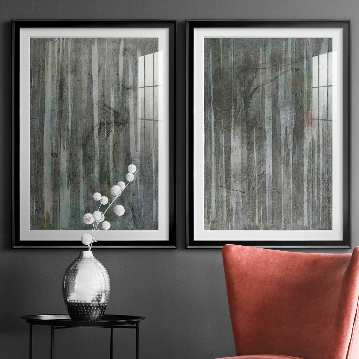 Wexford Home Birch Forest Abstracts I Premium Framed Print, 26.5" x 36.5" - Ready to Hang, Black (Set of 2)