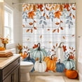 thumbnail image 6 of Teal Orange Pumpkins Fall Shower Curtains for Bathroom, Thanksgiving Leaves Grey Wooden Waterproof Fabric Shower Curtain, Decorative Bathroom Curtain for Bathtub, 72"x84", No Hooks Included, 6 of 9