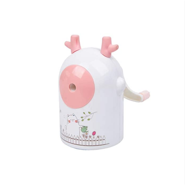 Pencil Sharpener Portable Kids Hand held Manual Pencil Sharpener Cartoon Cute Animal Suitable for Colored Pencils(6.5-8mm) (Pink)