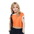 thumbnail image 2 of THDHVS Girls Shirts,Girls Short Sleeve Tops,Girls Motion Fashion Cut-out Design at the Back Round Neck Short Sleeve Top Orange 11-12 Years, 2 of 5