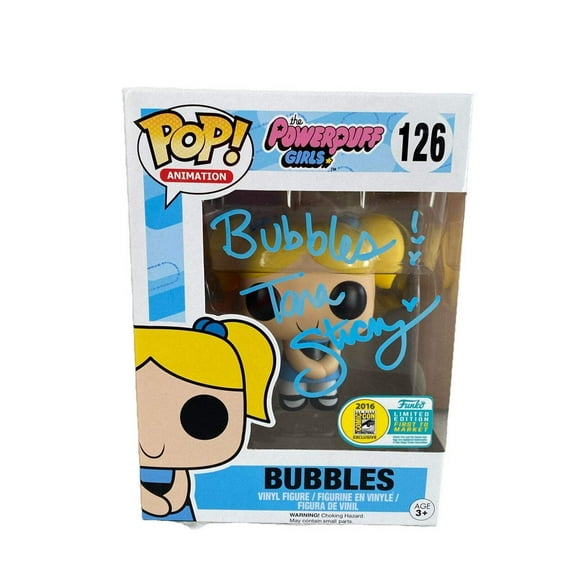 Funko Pop Powerpuff Girls Bubbles #126 SDCC 2016 Sticker Signed Tara Strong