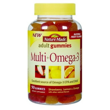 Nature Made Multi + Omega 3 adultes gélifiés fraise, citron et orange 90 ch