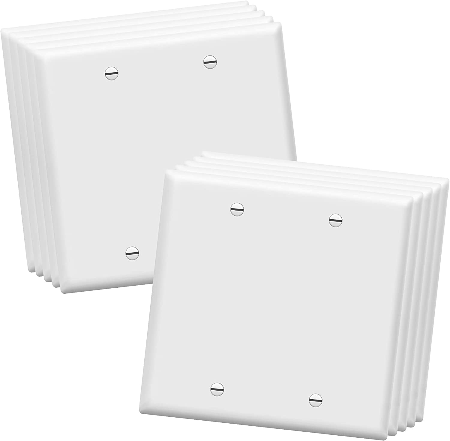 ENERLITES Blank Device Wall Plate, Gloss Finish, Standard Size 2-Gang 4.50' x 4.57', Polycarbonate Thermoplastic, 8802-W-10PCS, White (10 Pack)