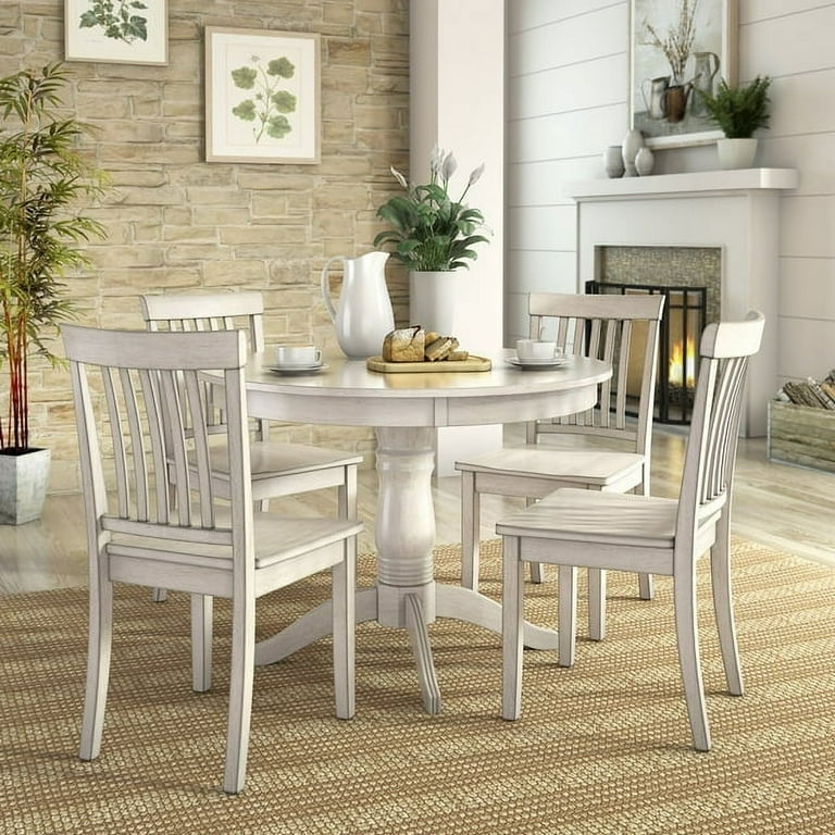 Lexington 5-Piece Wood Dining Set, Round Table and Mission Back