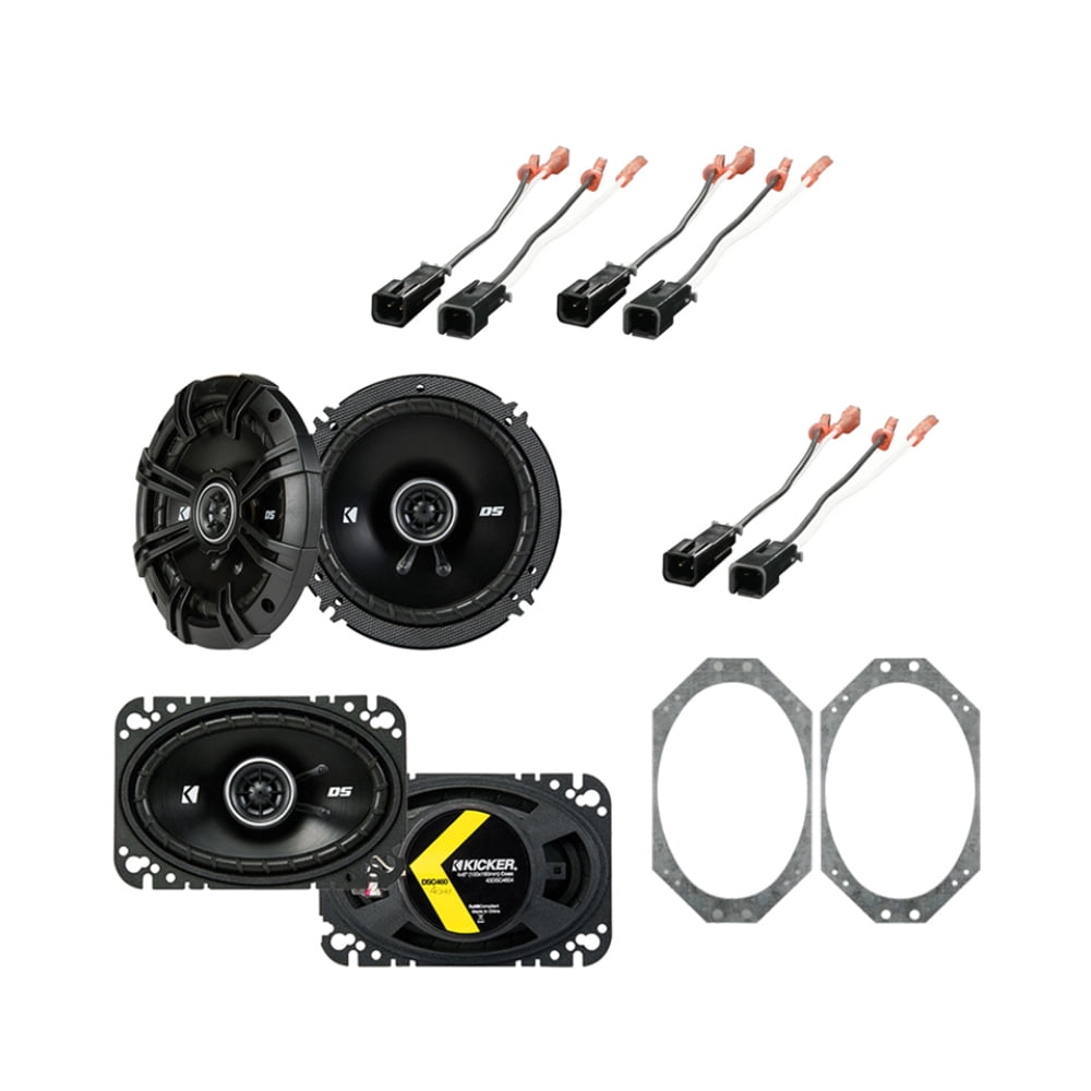 Kicker DS Series 4"x6" & 6.5" 25W RMS & 50W RMS Coaxial Car Speakers, Black