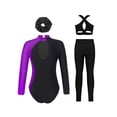 thumbnail image 2 of TSSOE Gymnastics Leotard for Girls Long Sleeve Rhinestone Bodysuit Tumbling Unitard with Crop Top and Leggings Purple 16, 2 of 5