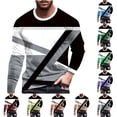 thumbnail image 1 of UVEASISHA T-Shirts à Manches Longues pour Hommes Mode Imprimé Géométrique Col Rond Ajusté Décontracté Musculation Grandes Tailles Mode Urbaine Cool Tops Soldes Aujourd'hui, 1 of 5