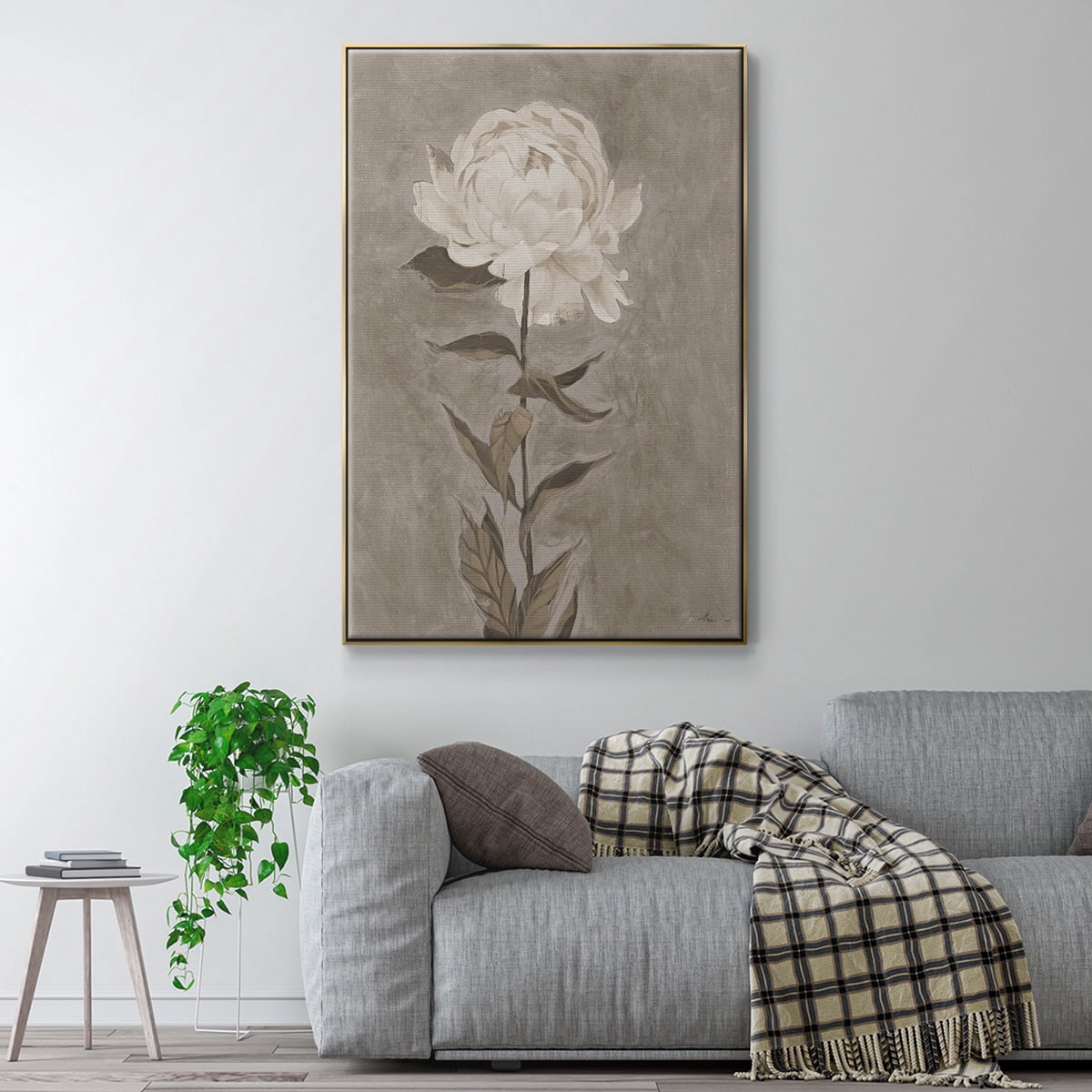 Pretty as a Peony I Framed Premium Gallery Wrapped Canvas - Ready to Hang - 25 x 37 - Gold Floating Frame