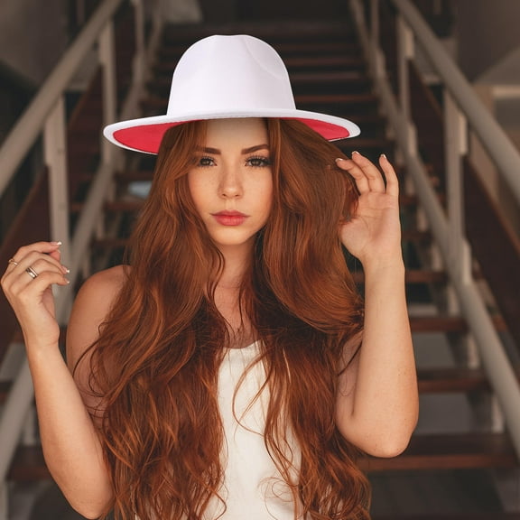 Minkissy Wide Brim Fedora Hat for Women Stylish Photo Shoot Decor 1Pack