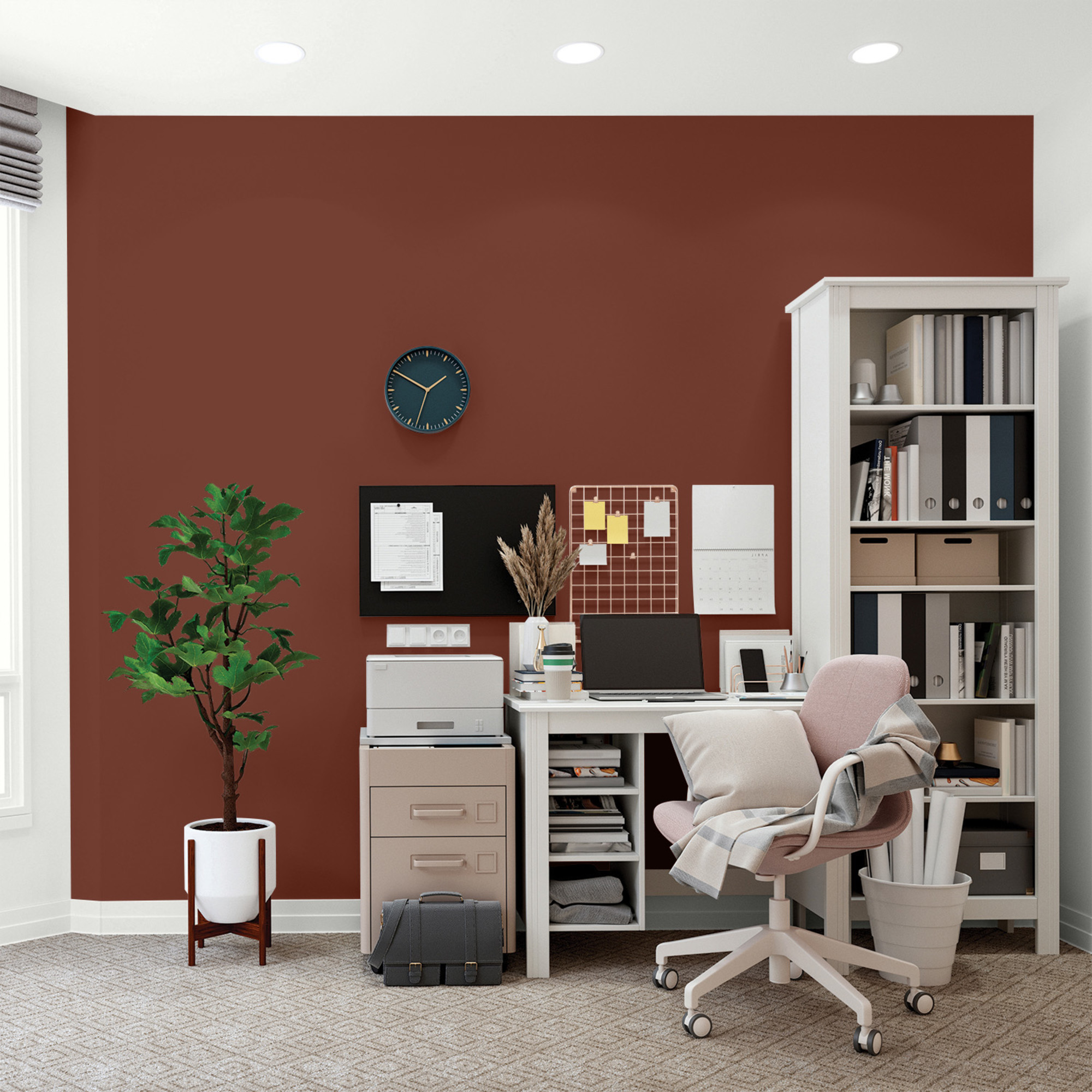 Glidden One Coat Warm Mahogany / Red Flat Interior Paint with Primer, 1 Gallon