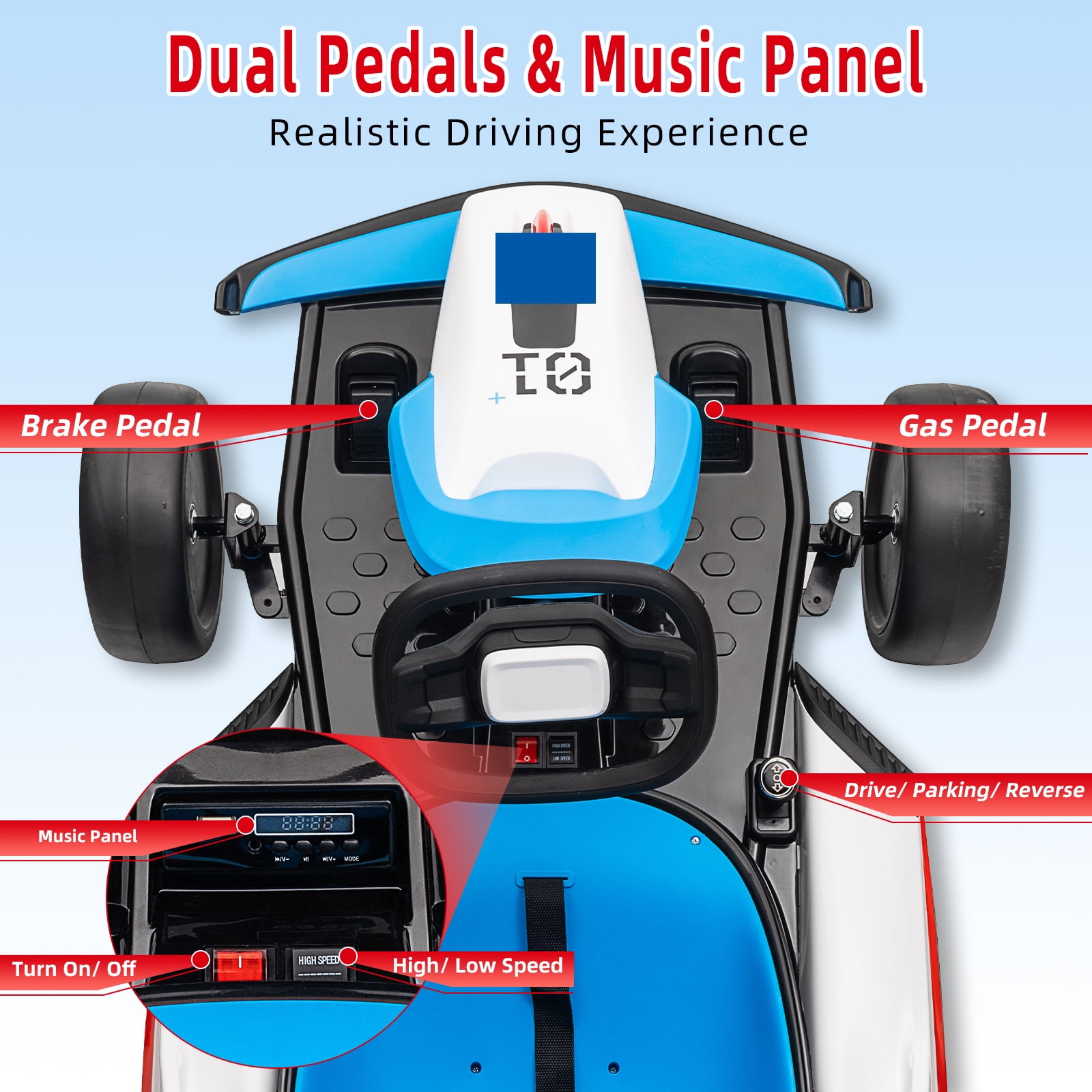 24V Kids Go Kart, Electric Ride On Drift Kart with Dual 200W