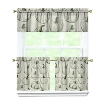 Rod Pocket Kitchen Curtain Set 3-Piece, 27.5x36 Inch Valance & Tier Drapes, Polyester Pongee Cafe Curtains for Living Room, Bathroom, Farmhouse Rustic Country Window Treatments.