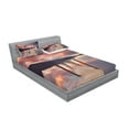 thumbnail image 2 of Ambesonne Landscape Fitted Sheet & Pillow Sham Set, Flooded Jetty England, Full, Coral Purplegrey, 2 of 2