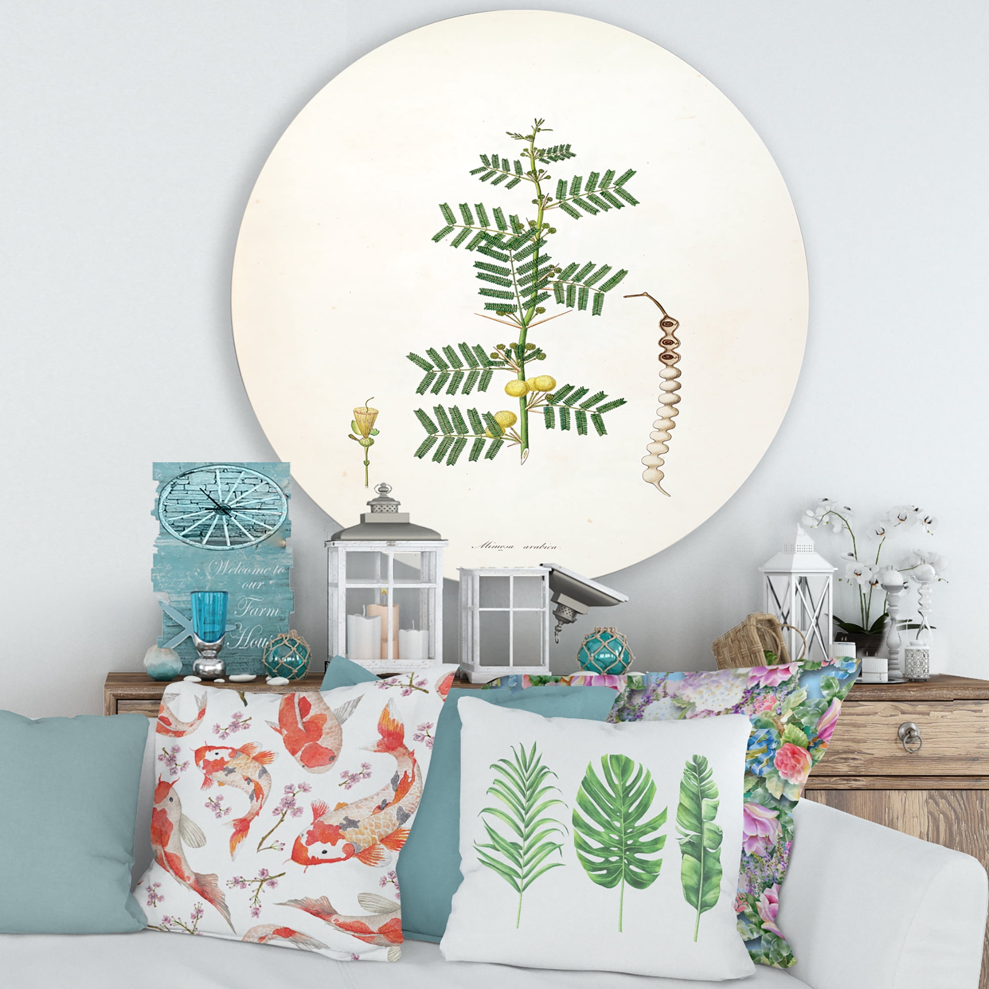 Designart 'Ancient Blossoming Flower III' Farmhouse Circle Metal Wall Art 29x29 - Disc of 29
