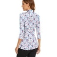 thumbnail image 3 of Women’s 3/4 Sleeve Ruffle Collar Polo Shirt UV Protection Button Up Golf Top Business Casual Dress Shirt Lightweight Tennis Blouse, 3 of 8