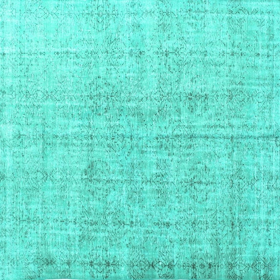 Ahgly Company Machine Washable Indoor Square Persian Turquoise Blue Traditional Area Rugs, 4' Square