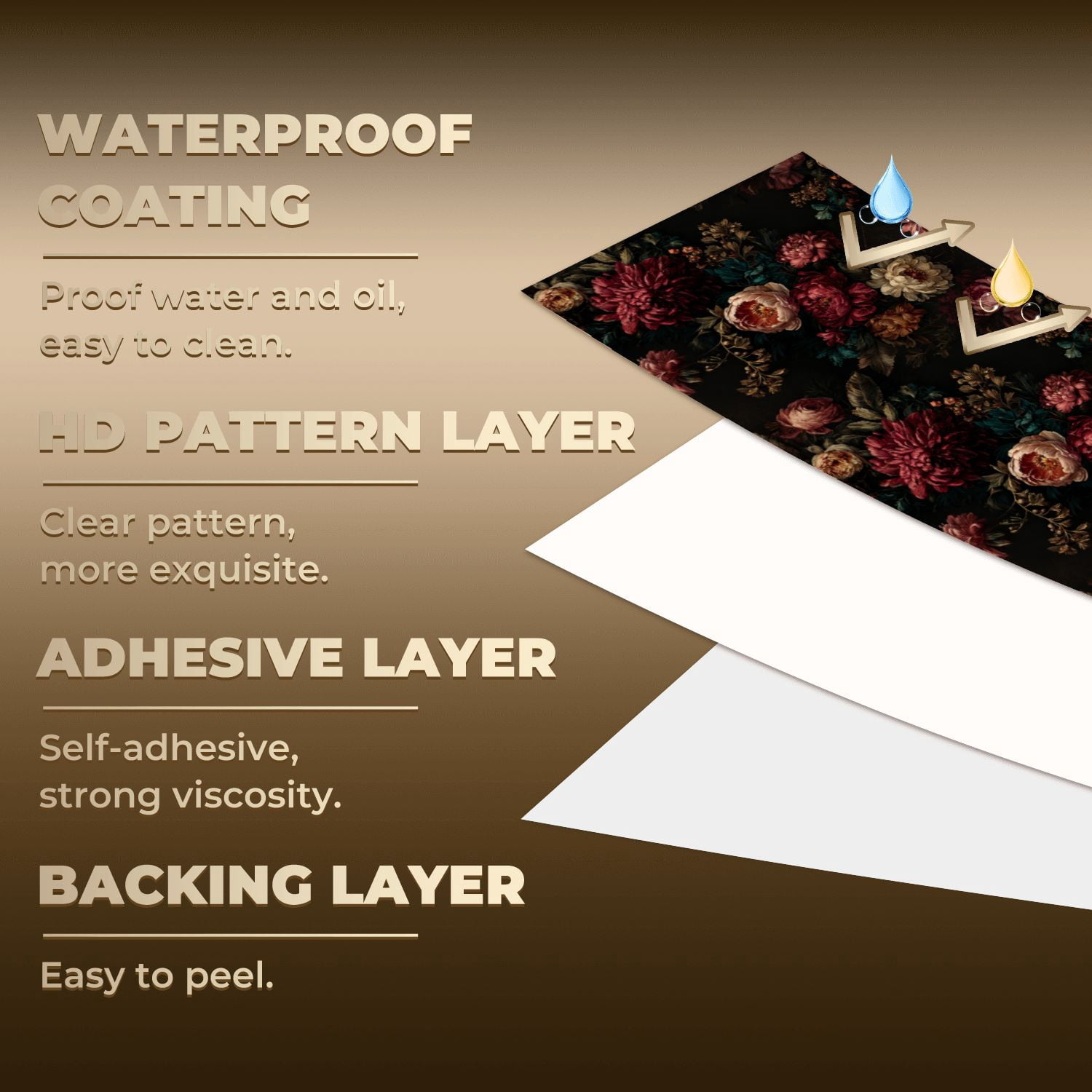 Peel and Stick Wallpaper Dark Vintage Floral Bouquet Deep Red Peonies Botanical Wall Mural 23.6in x 9.8ft Self Adhesive Removable Wall Paper Renter Friendly Wallpaper for Nursery Bedroom Cabinets