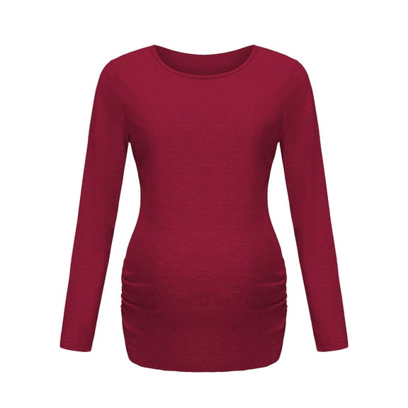 Fengqque Comfortable and Convenient Women's Nursing Tops Solid Color Long Sleeve Pregnant Casual Clothes Top