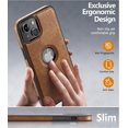 thumbnail image 2 of Classy Design Luxury Leather Phone Case for iPhone 15 Non-Slip Grip Full Body Ultra Slim Protective Case (2023,6.1”) (Brown), 2 of 11