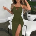 thumbnail image 2 of Lmnyox Sleeveless Cocktail Dress for Women Summer Wide Strap Long Dress Fashion Bodycon Party Club Dress, 2 of 6