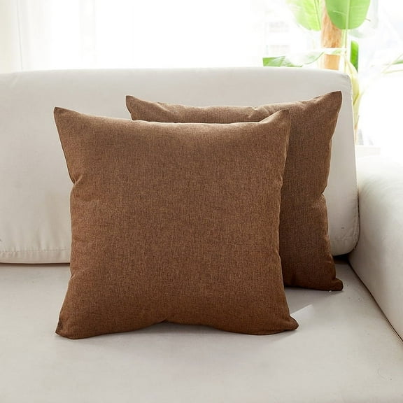 Cterwk 2 Pack Decorative Linen Pillow Cover Pillowcases Square Solid Throw Cushion Case for Sofa Car Couch, 16x16 inch