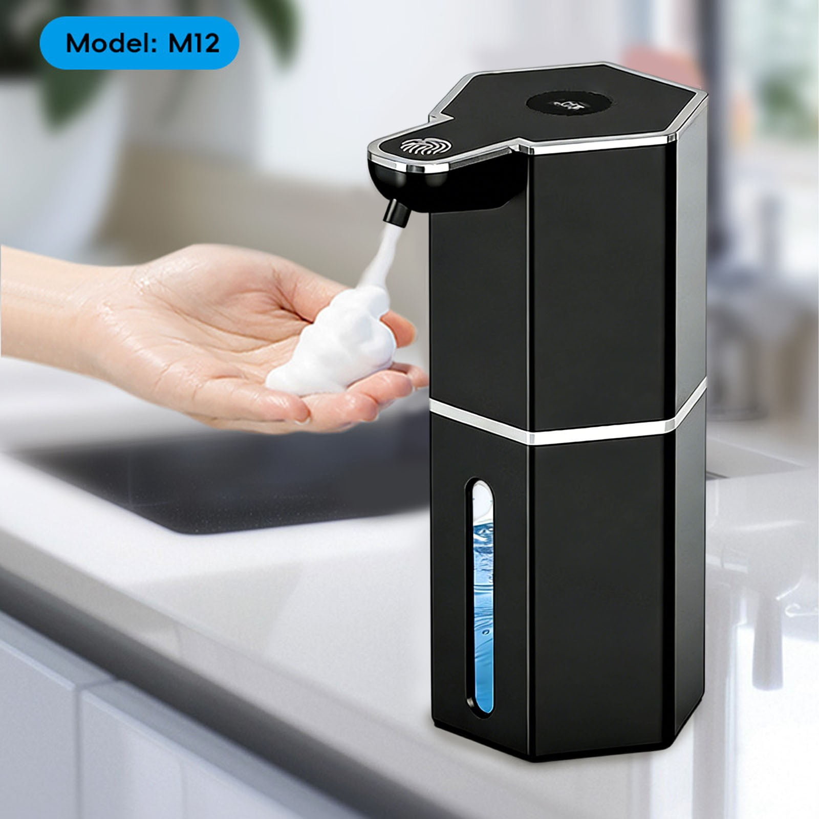 BinKFF Automatic Liquid Soap Dispenser,4-Level Adjustable, Wall Mount,USB Rechargeable,10.7oz/360ml,Touchless Hand & Dish Soap Dispenser for Bathroom, Kitchen,Hotel, Restaurant