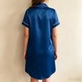 thumbnail image 2 of VONCOS Button Down Nightgowns for Women Cozy Silk Pajama Dress Shorts Sleeve Loungewear Sleepwear for Home Hotel Vacation, Blue Size XL, 2 of 4