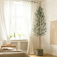 thumbnail image 2 of 7ft Artificial Olive Tree (82in) Tall Fake Potted Olive Silk Tree with Planter Large Faux Olive Branches and Fruits Artificial Tree for Office Living Room Home Floor Decor (Indoor/Outdoor), 2 of 6