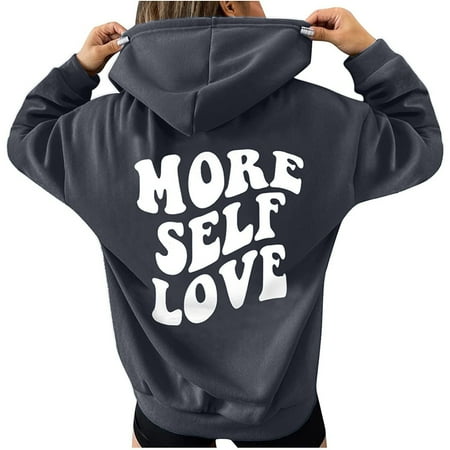 

Womens Loose Sweatshirts Drawstring Hoodies Back Graphic Shirts Casual Pullover Long Sleeve Tops With Pocket With Drop Shoulder Sleeves