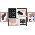 thumbnail image 3 of PixonSign Framed Canvas Print Wall Art Set - Mid-Century Geometric Horses Black Plant & Humanities Pattern Poster - Set of 6 Abstract Artwork Minimalism Cultural Art Wall Décor - 11"x14"x6 Black, 3 of 5