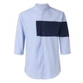 thumbnail image 1 of Camisas Deportivas Hombre Camisa informal de manga de siete para hombre, camiseta cómoda literaria japonesa suelta a la moda para hombre (Blue, 3XL), 1 of 6
