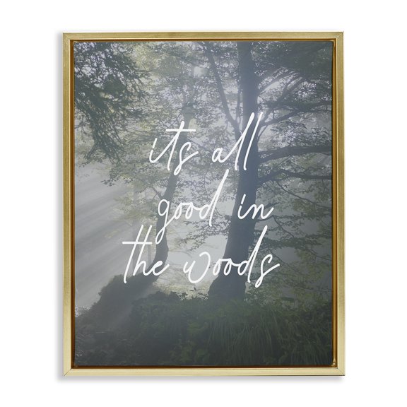 Stupell Industries Farmhouse All Good In Woods Gold Floating Frame Canvas Art, 17 x 21, by Lil' Rue