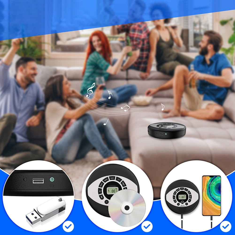 Portable CD Player with Rechargeable Battery Anti Skip: Dual Speakers