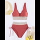 thumbnail image 3 of Bikini de Dos Piezas para Mujer, Cintura Alta, Cuello Halter, Traje de Baño, Color Rojo Ladrillo, Talla XL, 3 of 7