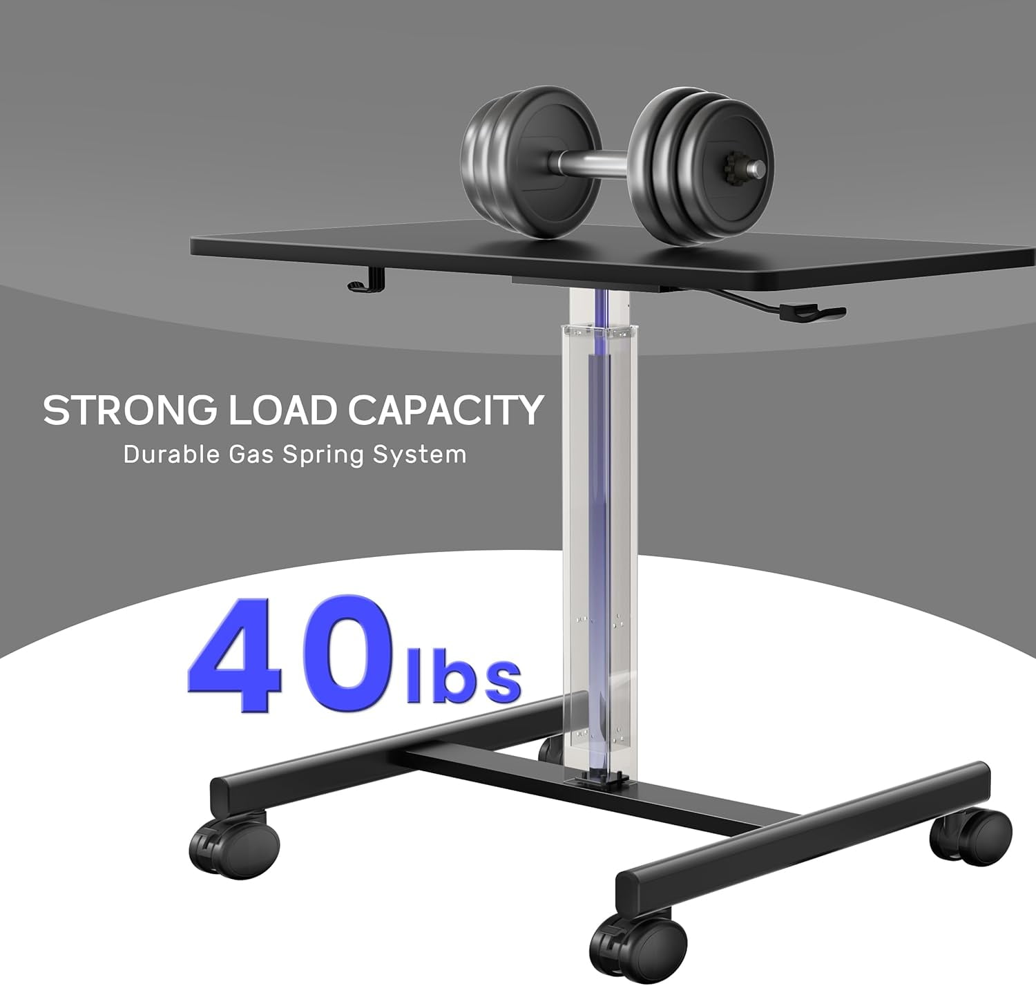 JessieMal Mobile Laptop Standing Desk Adjustable Height, Small Mobile Desk Workstation with Wheels, Portable Rolling Computer Desk Cart for Home Office Classroom (Black)