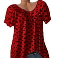 thumbnail image 4 of Uhndy Women Blouse Summer Tops Casual V Neck Polka Dot Short Sleeve Loose Shirt Dot Printed Tops Plus Size S-5XL, 4 of 6