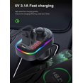thumbnail image 3 of FM Transmitter Adapter for Car, RGB Ambient Light Bluetooth 5.0 Wireless Car MP3 Player Handsfree Car Kit with Dual 3.1A USB Type C Charger, 3 of 5
