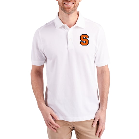 Men's Cutter & Buck White Syracuse Orange Advantage Eco Pique Tri-Blend Polo